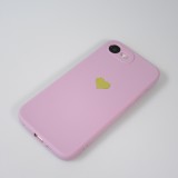 iPhone 16e Case Hülle - Silikon Mat Herz gold - Violett