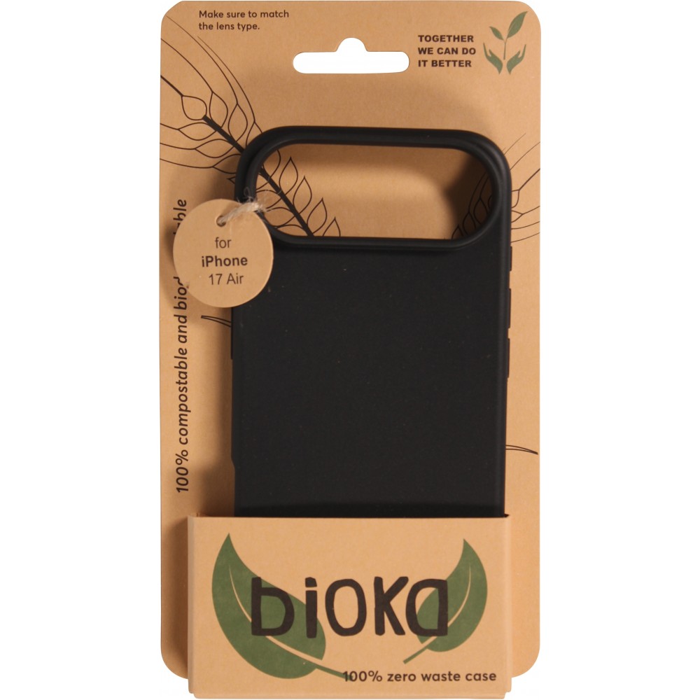 iPhone 17 Air Case Hülle - Bioka Biologisch Abbaubar Eco-Friendly Kompostierbar - Schwarz