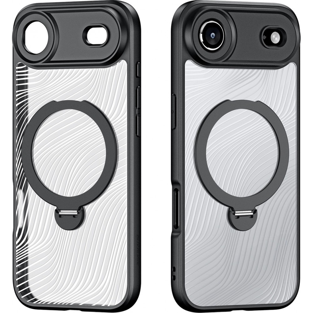 iPhone 17 Air Case Hülle - Dux Ducis Aimo Mag Serie mit Halterung und Magnetring - Schwarz