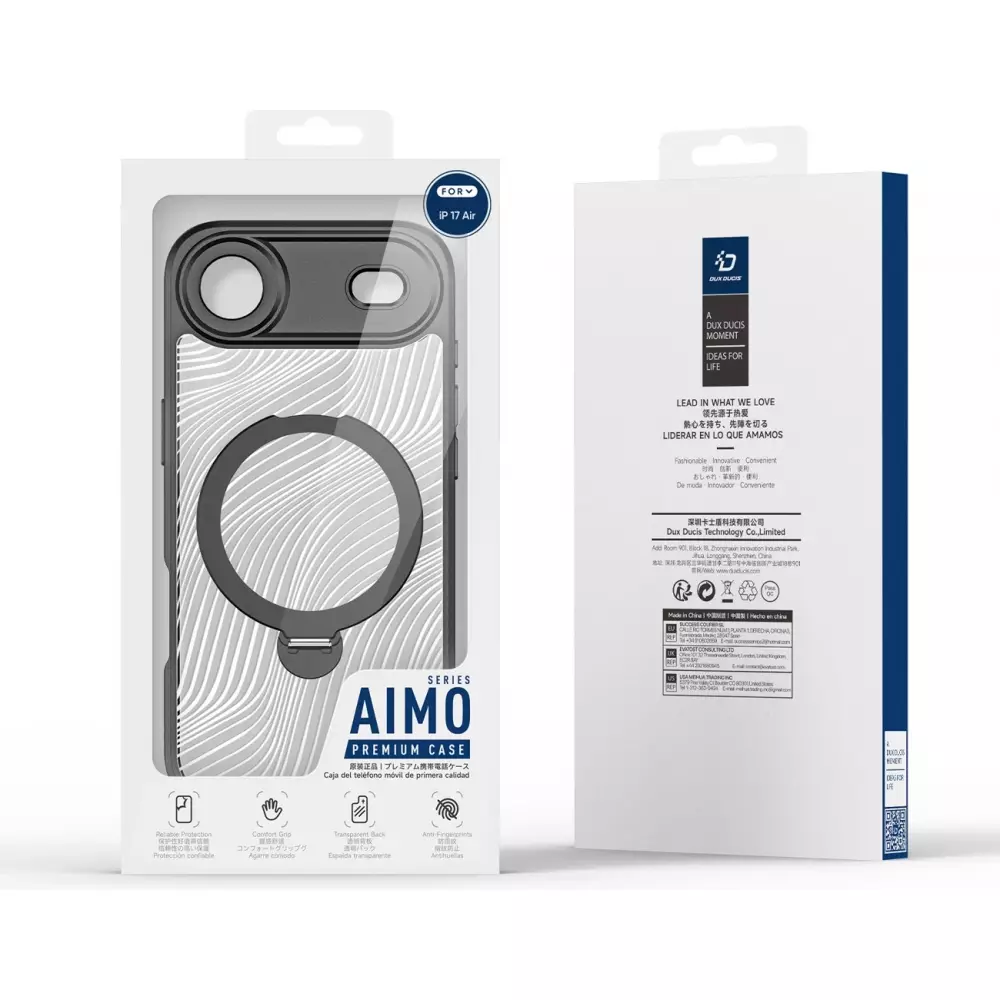 Coque iPhone 17 Air - Dux Ducis Aimo Mag Series avec support et anneau magnétique - Noir