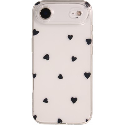 Coque iPhone Air - Gel petit coeur transparent - Noir