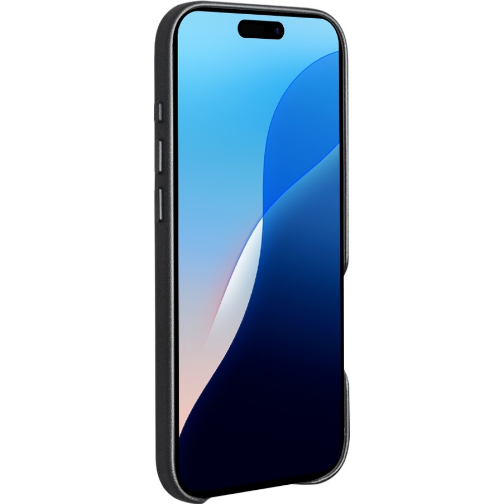 Hülle iPhone 17 Air - Qialino Echtleder (MagSafe kompatibel) - Schwarz