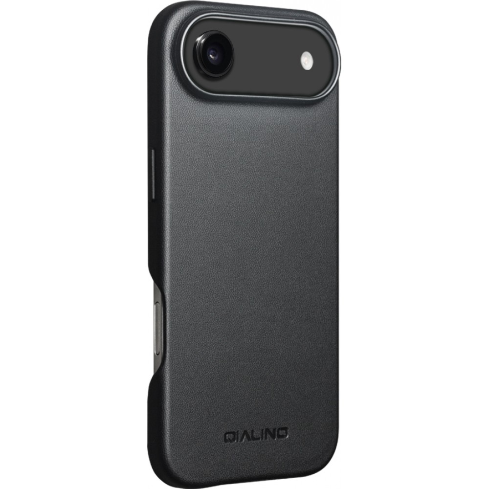 Hülle iPhone 17 Air - Qialino Echtleder (MagSafe kompatibel) - Schwarz