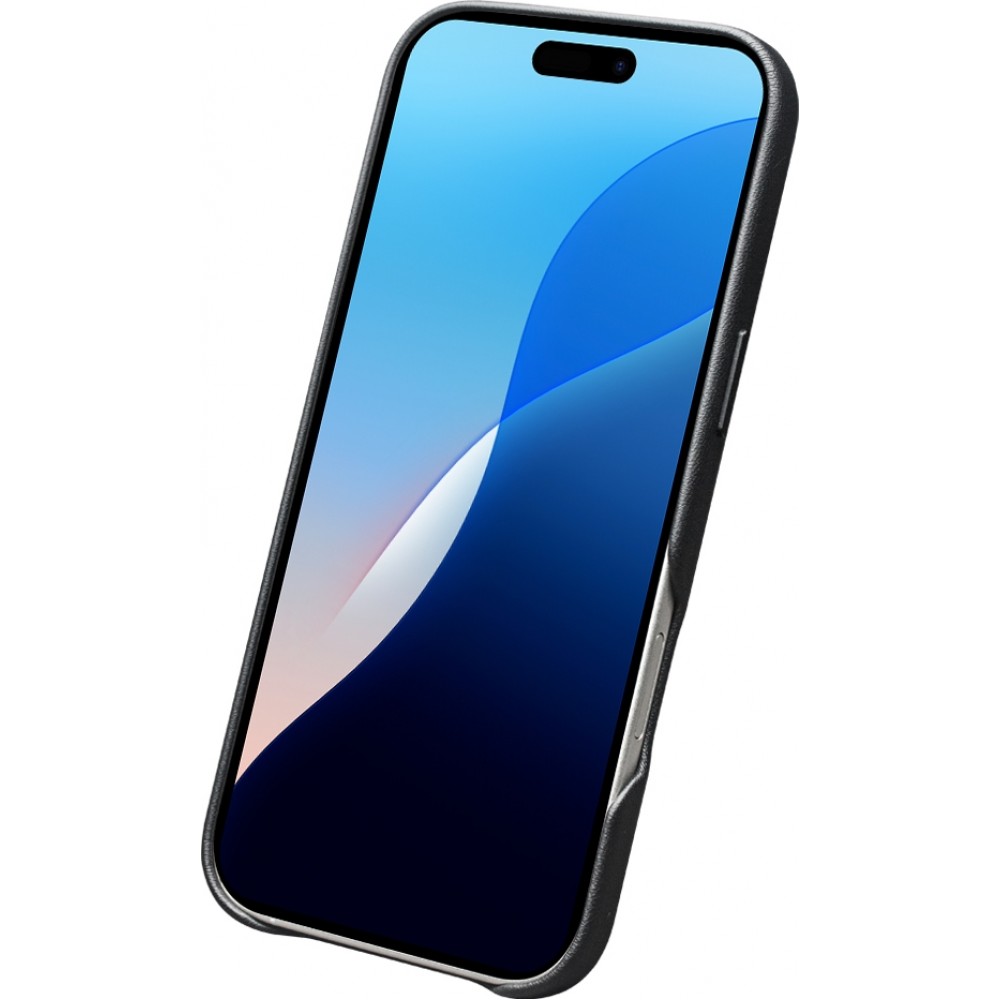 Hülle iPhone 17 Air - Qialino Echtleder (MagSafe kompatibel) - Schwarz