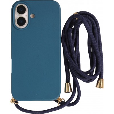 Coque iPhone 17 - Bio Eco-Friendly nature avec cordon collier - Bleu