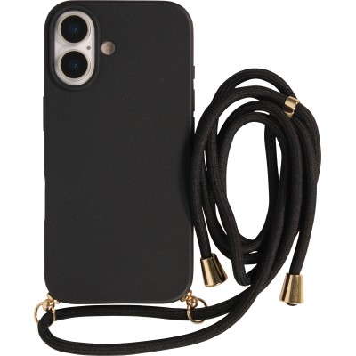 iPhone 17 Case Hülle - Bio Eco-Friendly Vegan mit Handykette Necklace - Schwarz