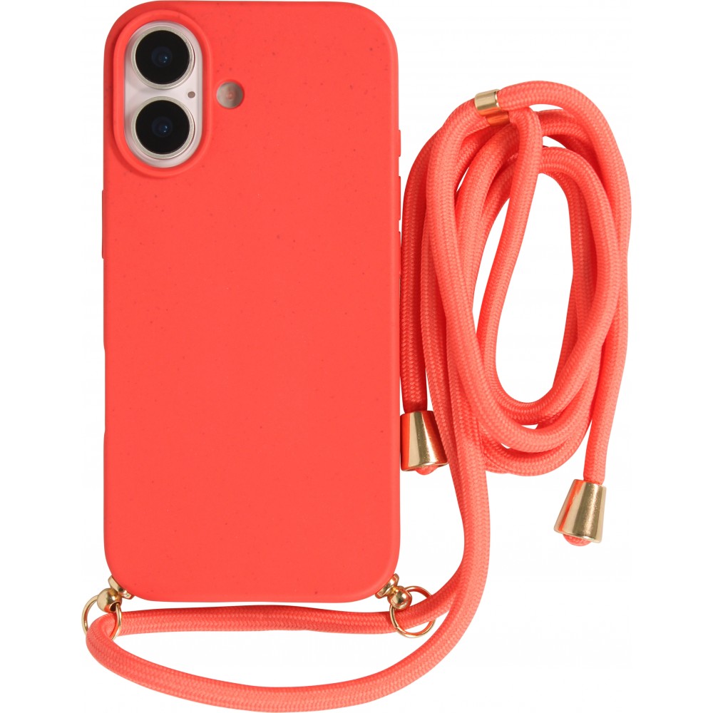 Coque iPhone 17 - Bio Eco-Friendly nature avec cordon collier - Rouge