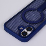Coque iPhone 17 - Design perfor&eacute; semi-transparent MagSafe avec support int&eacute;gr&eacute; et bords renforc&eacute;s en silicone - Bleu