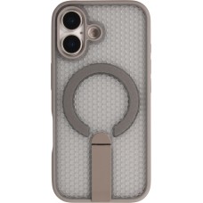 Coque iPhone 17 - Design perfor&eacute; semi-transparent MagSafe avec support int&eacute;gr&eacute; et bords renforc&eacute;s en silicone - Gris