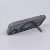 Coque iPhone 17 - Design perfor&eacute; semi-transparent MagSafe avec support int&eacute;gr&eacute; et bords renforc&eacute;s en silicone - Gris
