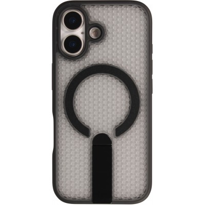 Coque iPhone 17 - Design perfor&eacute; semi-transparent MagSafe avec support int&eacute;gr&eacute; et bords renforc&eacute;s en silicone - Noir