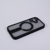 Coque iPhone 17 - Design perfor&eacute; semi-transparent MagSafe avec support int&eacute;gr&eacute; et bords renforc&eacute;s en silicone - Noir