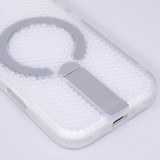 Coque iPhone 17 - Design perfor&eacute; semi-transparent MagSafe avec support int&eacute;gr&eacute; et bords renforc&eacute;s en silicone - Transparent