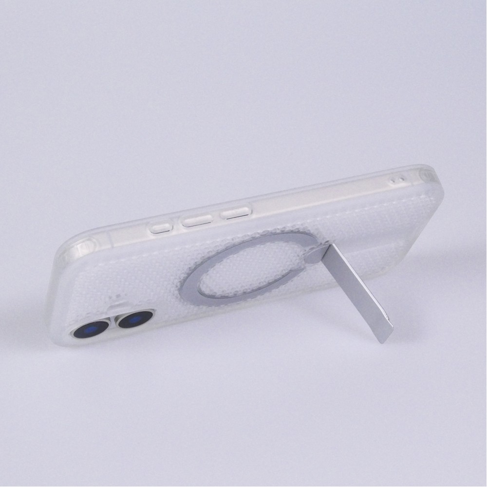 Coque iPhone 17 - Design perfor&eacute; semi-transparent MagSafe avec support int&eacute;gr&eacute; et bords renforc&eacute;s en silicone - Transparent