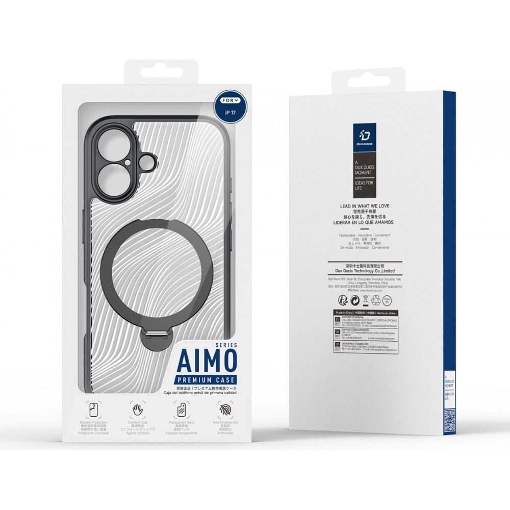 iPhone 17 Case Hülle - Dux Ducis Aimo Mag Serie mit Halterung und Magnetring - Schwarz