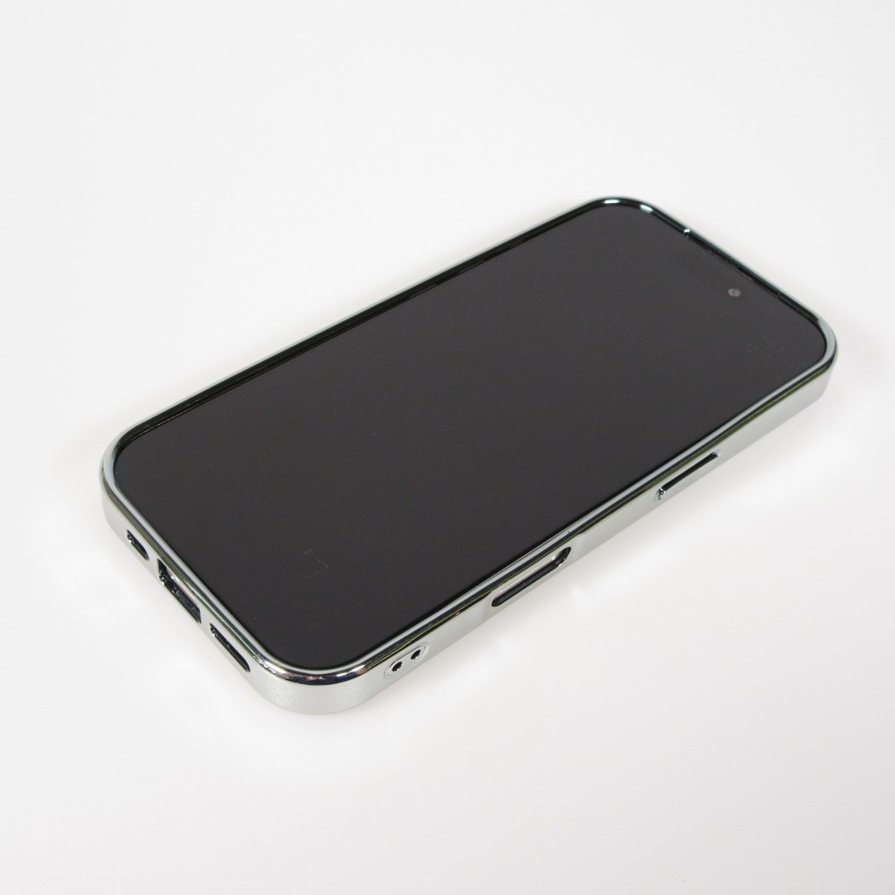 iPhone 17 Case Hülle - Holographisches Schlangenhaut-Leder-Effekt mit trendigem Glanz und stylischer schützender Kunststoffpolsterung - Schwarz