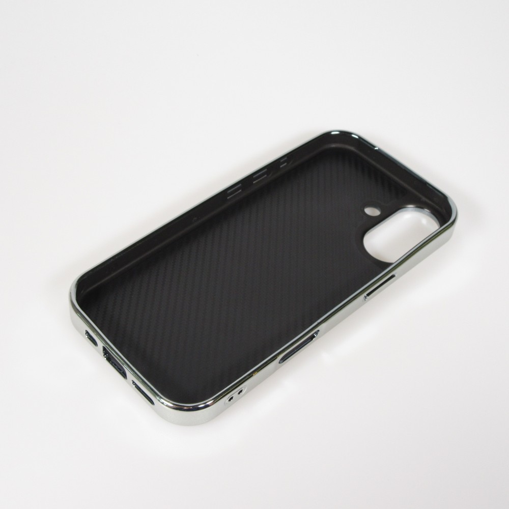 iPhone 17 Case Hülle - Holographisches Schlangenhaut-Leder-Effekt mit trendigem Glanz und stylischer schützender Kunststoffpolsterung - Schwarz