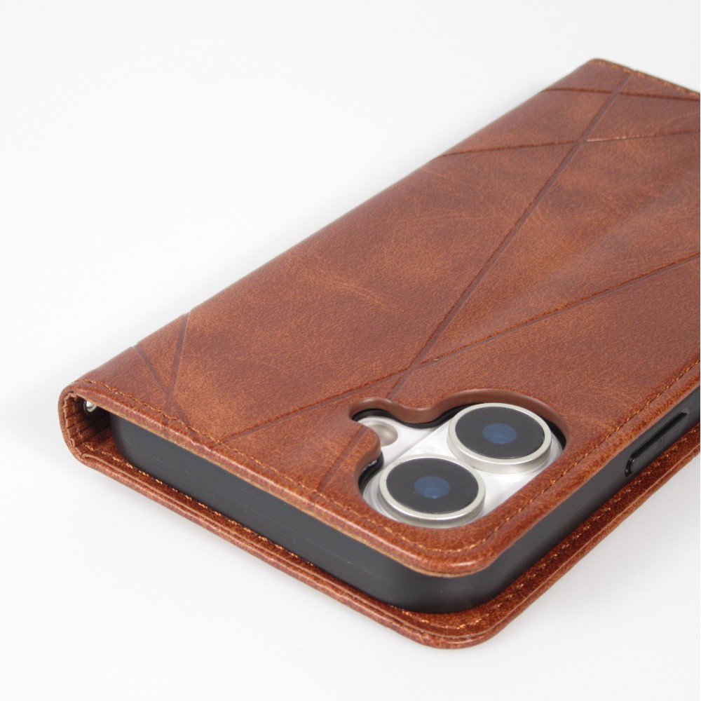 Hülle iPhone 17 - Flip Geometrisch dunkel- Braun