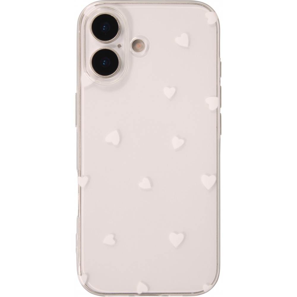 Coque iPhone 17 - Gel petit coeur transparent - Blanc