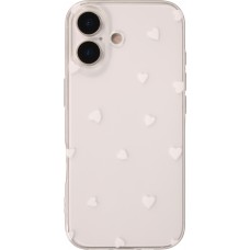 Coque iPhone 17 - Gel petit coeur transparent - Blanc