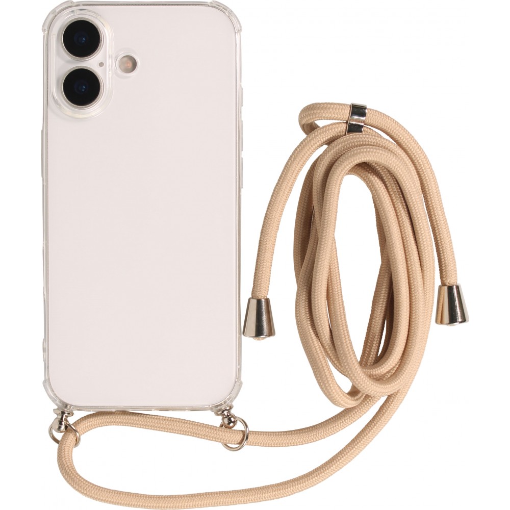 Coque iPhone 17 - Gel transparent avec lacet beige