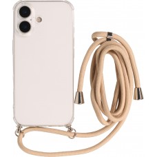 Coque iPhone 17 - Gel transparent avec lacet beige