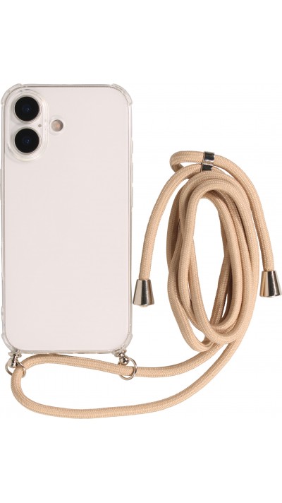 Coque iPhone 17 - Gel transparent avec lacet beige
