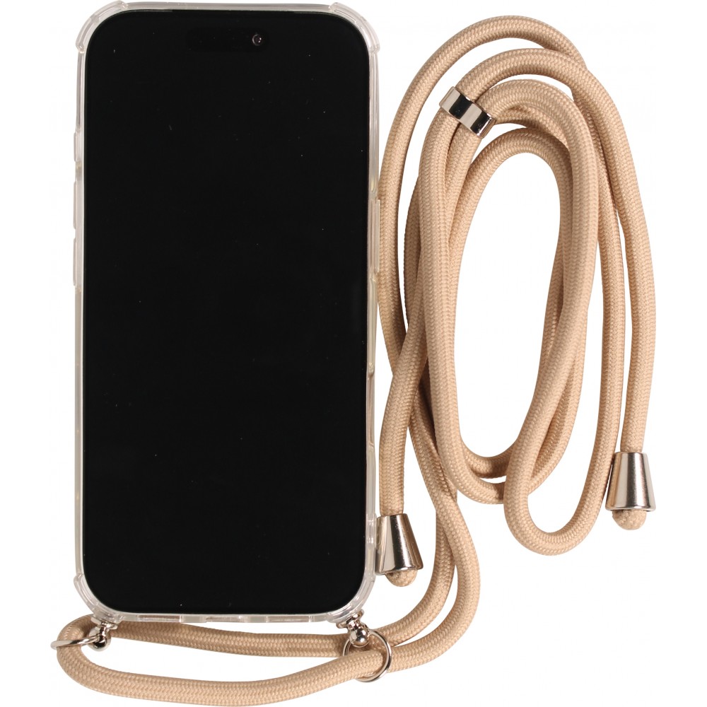Coque iPhone 17 - Gel transparent avec lacet beige