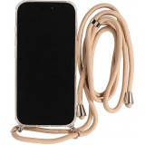 Coque iPhone 17 - Gel transparent avec lacet beige