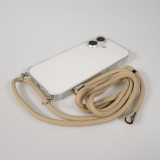 Coque iPhone 17 - Gel transparent avec lacet beige