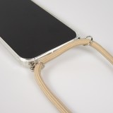 Coque iPhone 17 - Gel transparent avec lacet beige