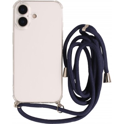 Coque iPhone 17 - Gel transparent avec lacet - Bleu