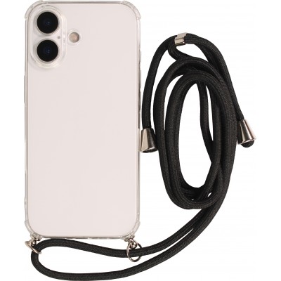 Coque iPhone 17 - Gel transparent avec lacet - Noir