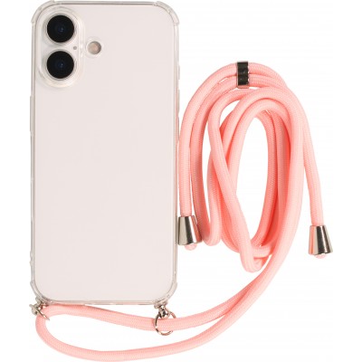 Coque iPhone 17 - Gel transparent avec lacet - Rose