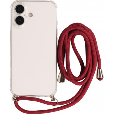 Coque iPhone 17 - Gel transparent avec lacet - Rouge