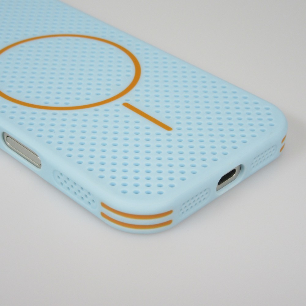 Coque iPhone 17 - Grille Full Color Look compatible avec MagSafe résistant en plastique - Bleu