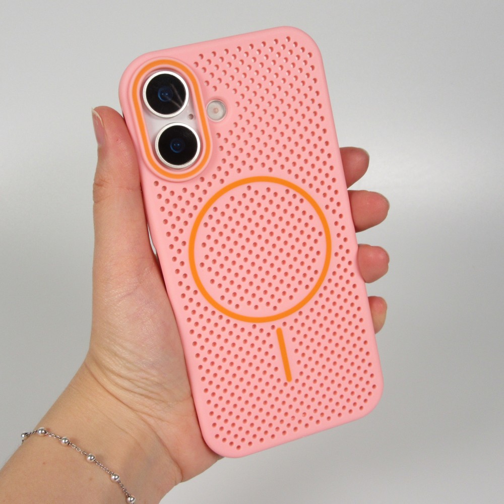 Coque iPhone 17 - Grille Full Color Look compatible avec MagSafe résistant en plastique - Rose
