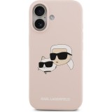 Coque iPhone 17 - Karl Lagerfeld Liquid en silicone avec design tête Karl et Choupette compatible MagSafe - Rose