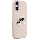Coque iPhone 17 - Karl Lagerfeld Liquid en silicone avec design tête Karl et Choupette compatible MagSafe - Rose