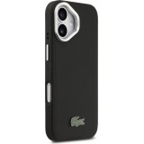 Coque iPhone 17 - Lacoste Iconique Petit Piqué MagSafe avec support en métal sur la caméra - Noir