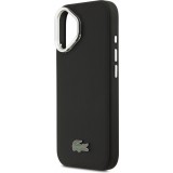 Coque iPhone 17 - Lacoste Iconique Petit Piqué MagSafe avec support en métal sur la caméra - Noir