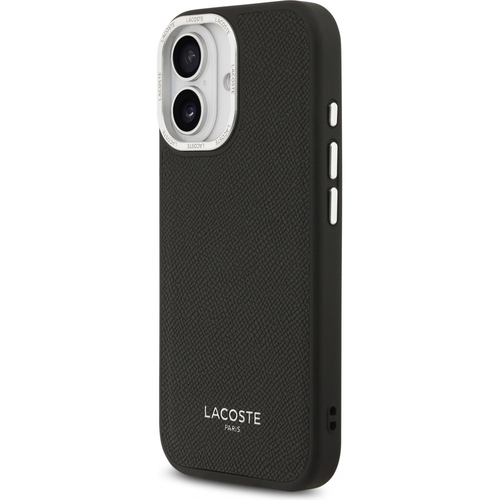 Coque iPhone 17 - Lacoste PU en cuir Champs Elysees MagSafe protection élégante et durable - Noir