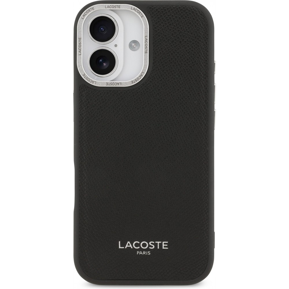 Coque iPhone 17 - Lacoste PU en cuir Champs Elysees MagSafe protection élégante et durable - Noir