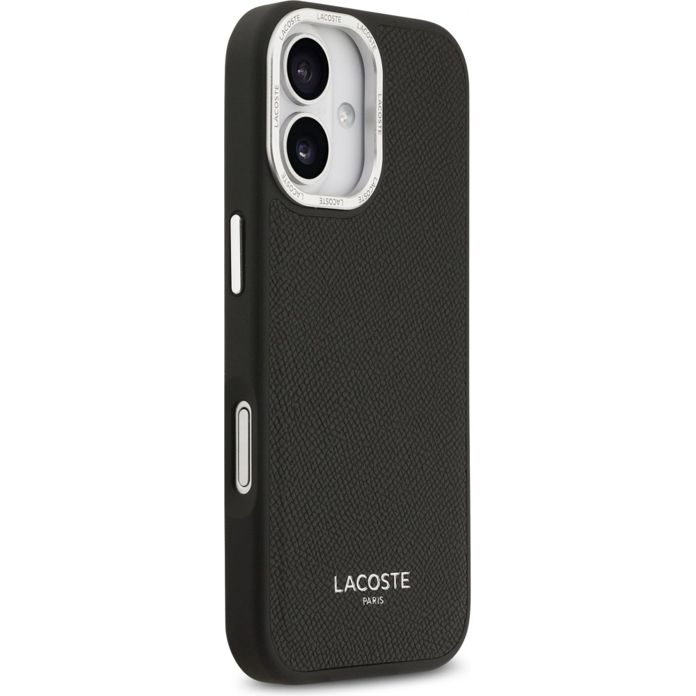 Coque iPhone 17 - Lacoste PU en cuir Champs Elysees MagSafe protection élégante et durable - Noir