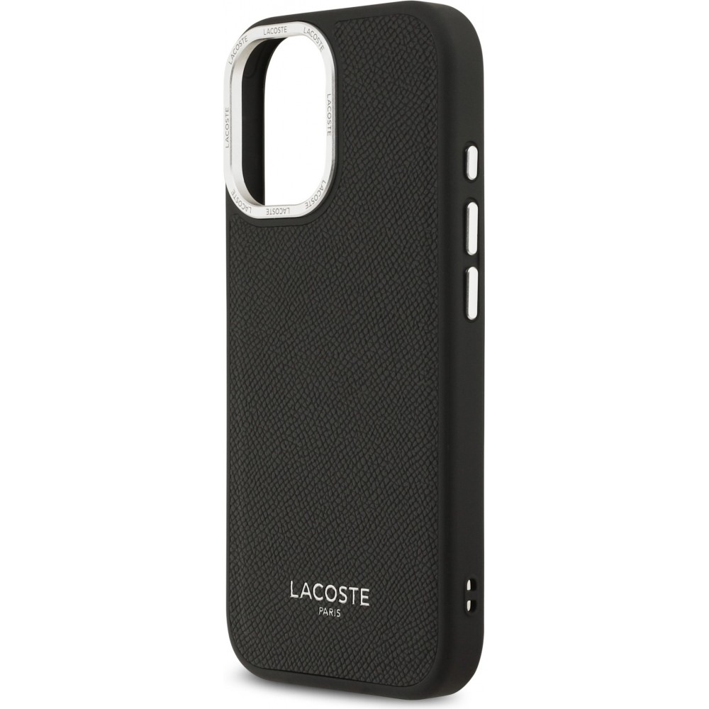 Coque iPhone 17 - Lacoste PU en cuir Champs Elysees MagSafe protection élégante et durable - Noir