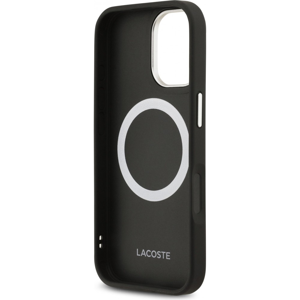 Coque iPhone 17 - Lacoste PU en cuir Champs Elysees MagSafe protection élégante et durable - Noir