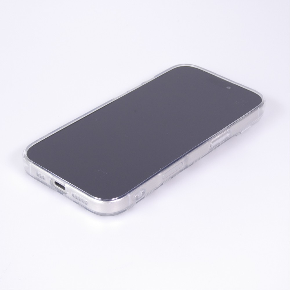 Coque iPhone 17 - Léopard blanc/noir silicone souple antichoc transparent - Noir