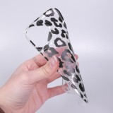 Coque iPhone 17 - Léopard blanc/noir silicone souple antichoc transparent - Noir