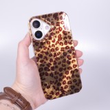 iPhone 17 Case Hülle - Brauner Leopard Holo-Look Harte Silikon mit Glanzeffekt - Braun