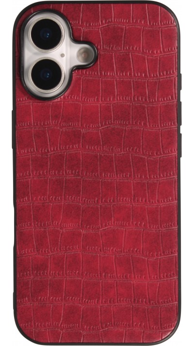 Coque iPhone 17 - Look cuir crocodile textur&eacute; en silicone semi-rigide r&eacute;sistant et &eacute;l&eacute;gant - Rouge